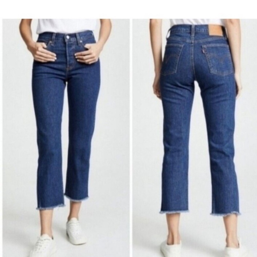 Levi's Premium 90s Wedgie Straight Leg Raw Hems Button Fly Jeans - Picture 2 of 8